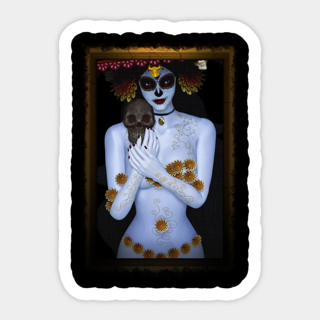 The naked La muerte Sticker by Liquid Feline